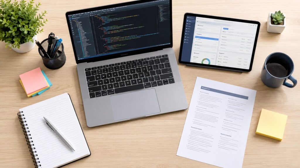 C#経験を社内SE転職に活かすために整理しているデスク