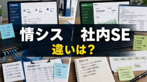 情シスと社内SEの違いを比較するイメージ