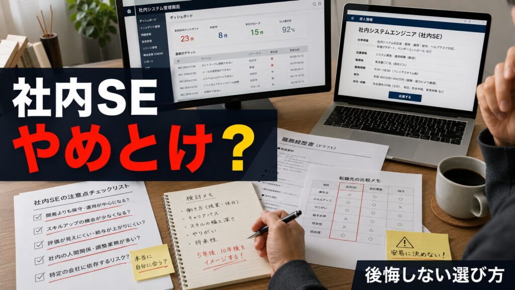 社内SEはやめとけと言われる理由を確認するエンジニア